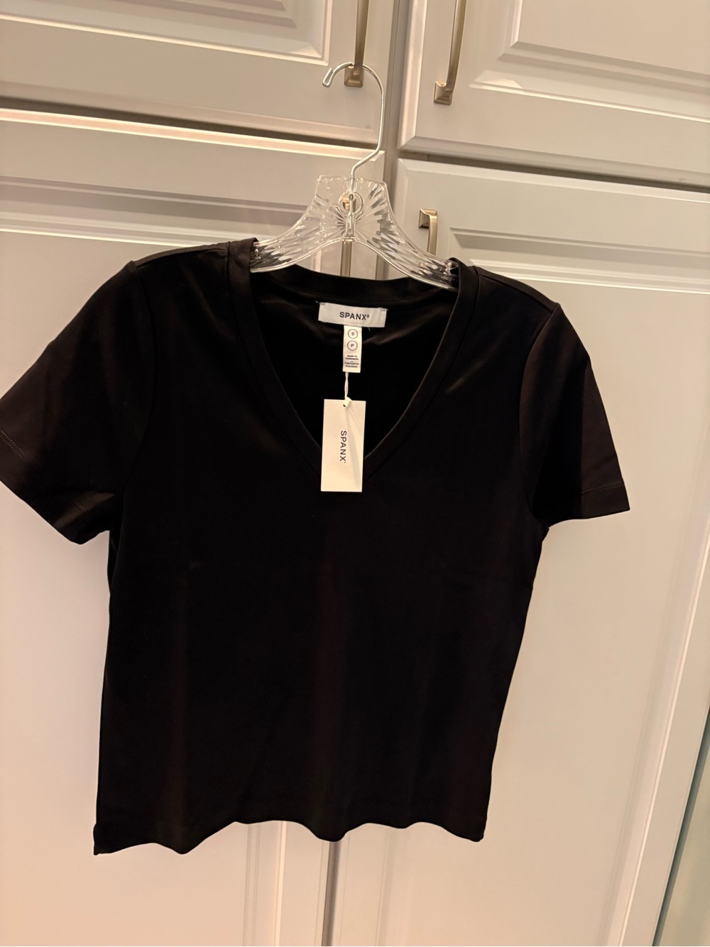 SPANX Black Short-Sleeve V-Neck Tee